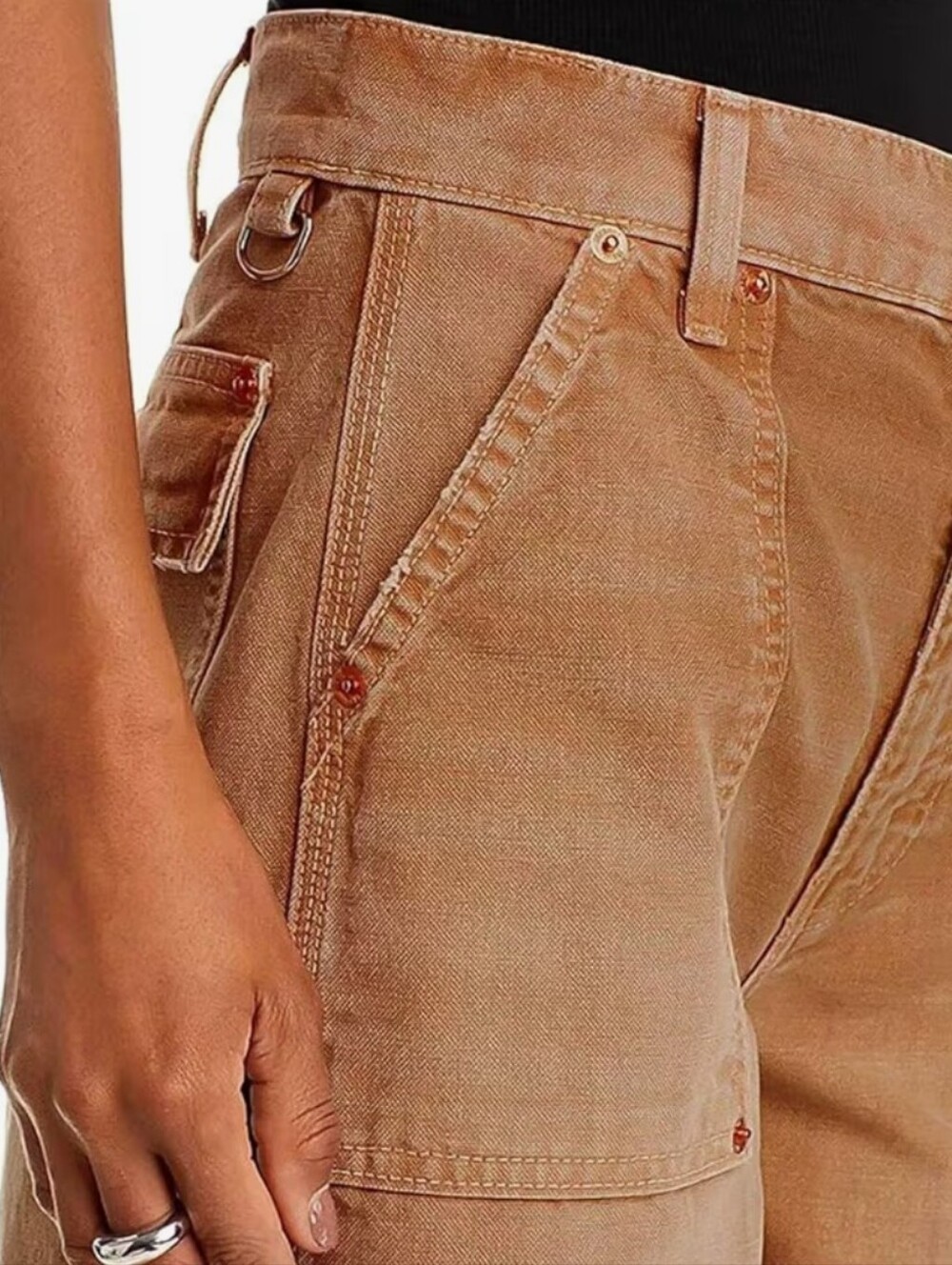 Flamingals Mid-rise Wide Leg Cropped Pants in Ginger NWT Women's Medium - Picture 4 of 9